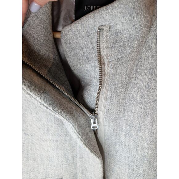 J.Crew Italian Stadium Cloth Wool Coat Gray Funnel Neck Pockets Winter Size 10 - Picture 5 of 10